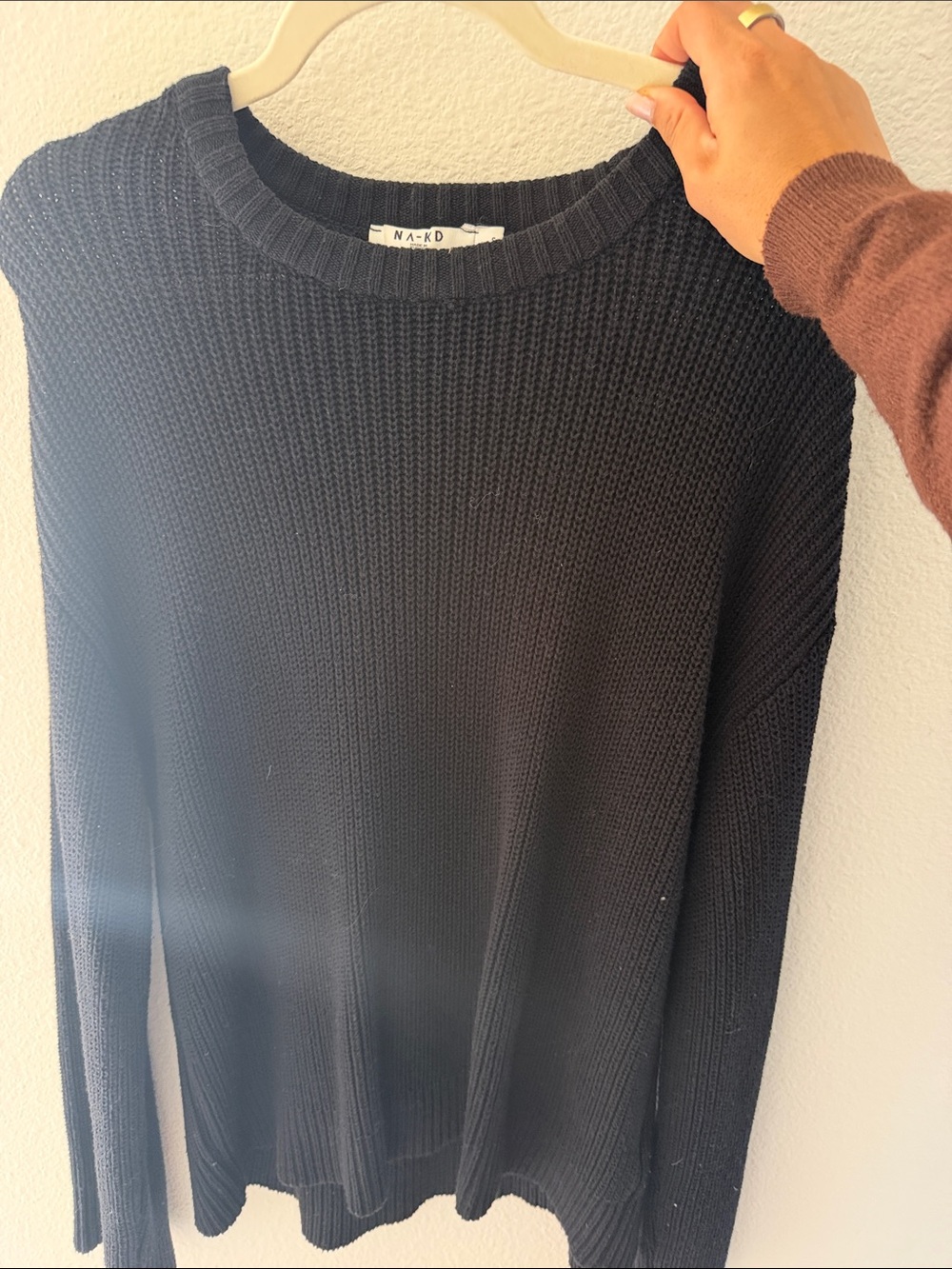 NA-KD Men's Black Crewneck Knit Sweater